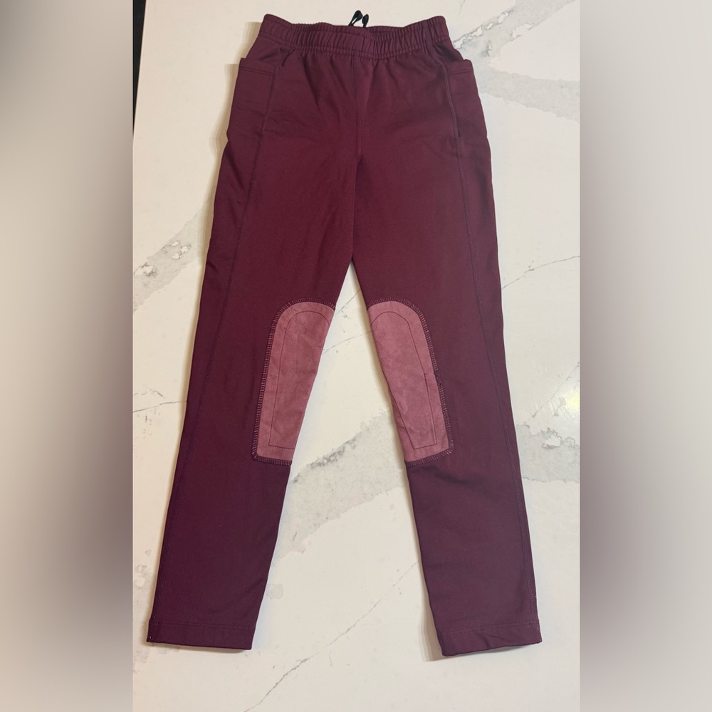 FitsT4 Youth Equestrian Fleece Lined Breeches Sz M Maroon Riding Pants Jodphurs